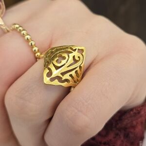 Elegant Solid 22kt Yellow Gold Filigree LOVE Ring by Cathy Waterman